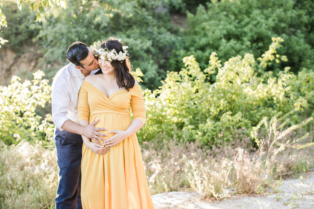 Sweet Oak Glen Maternity Session Yellow Flower Crown Carrie Vines Photography