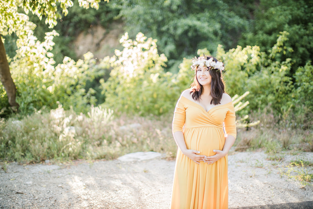 Sweet Oak Glen Maternity Session Yellow Flower Crown Carrie Vines Photography