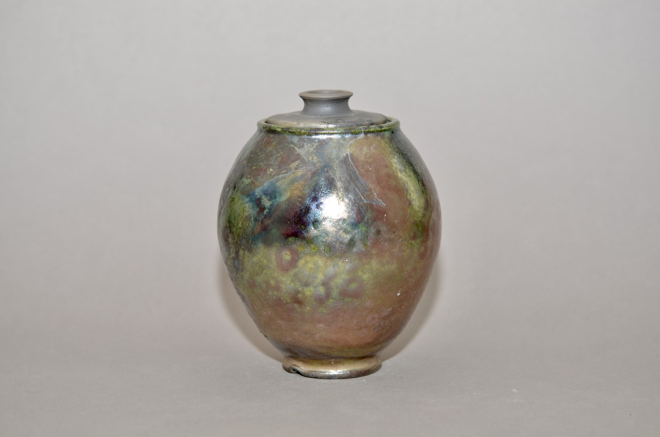 Red Gold Raku jar/urn