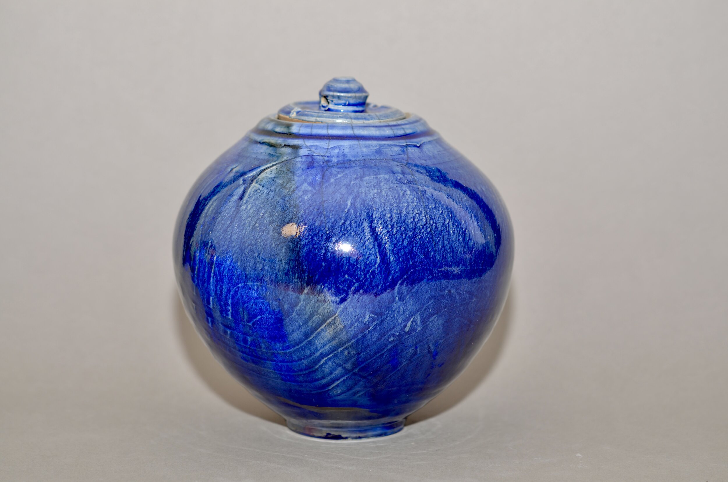 Raku cobalt jar/urn 