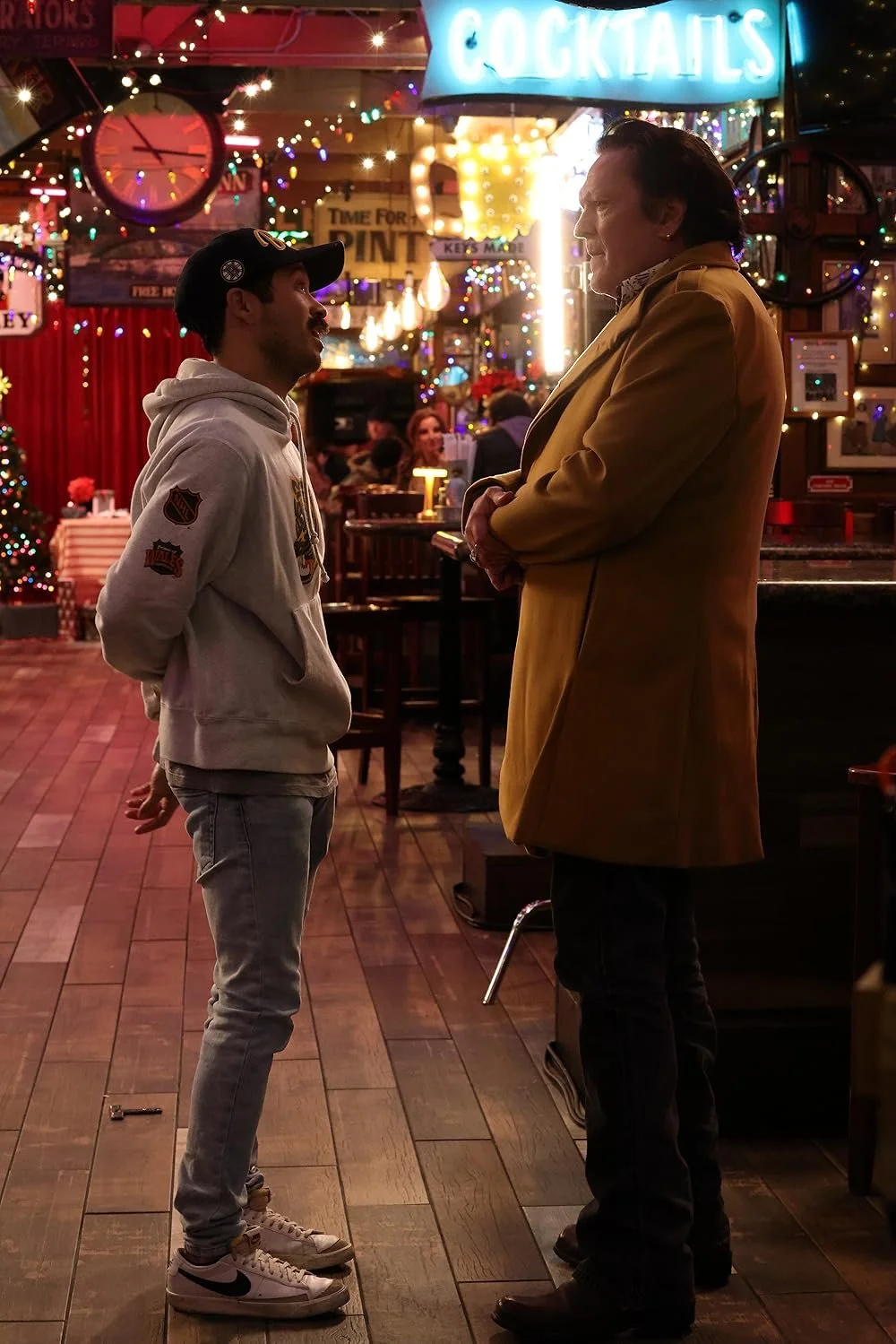 Kenny directing Michael Madsen on the set of A Christmas Gamble