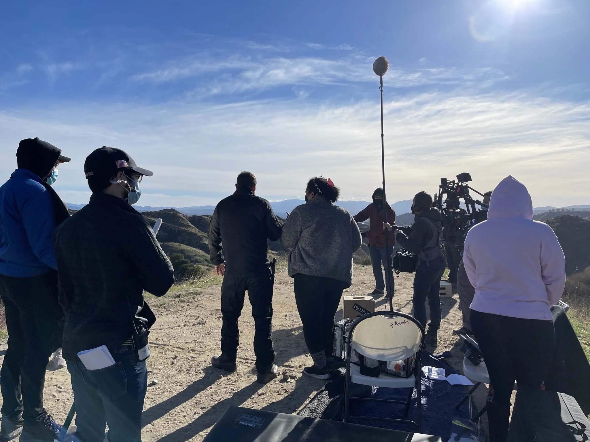 On location for The Curse of Wolf Mountain. 