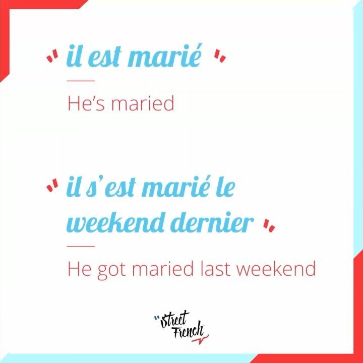 This is something that many of our private French students have struggled with at some point ☺️
.
For another variation, you could say who they got married to:
.
🇫🇷Il s&rsquo;est mari&eacute; avec Pauline - 🇺🇸he married Pauline 
.
🇫🇷On s&rsquo;