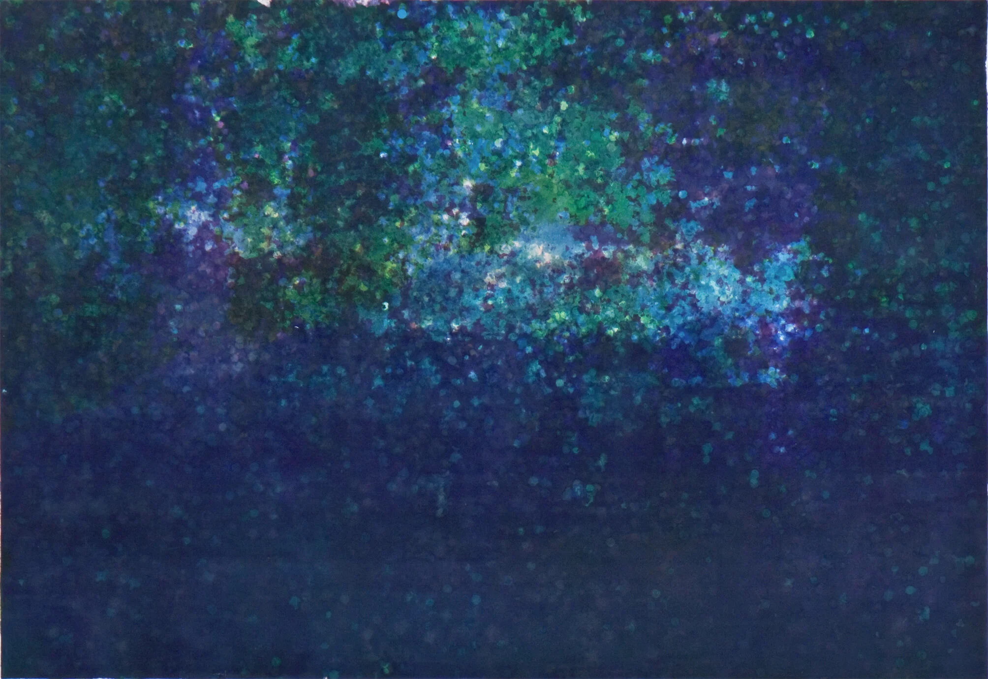 «Champs», ink/confetti on paper, 1×0.72m