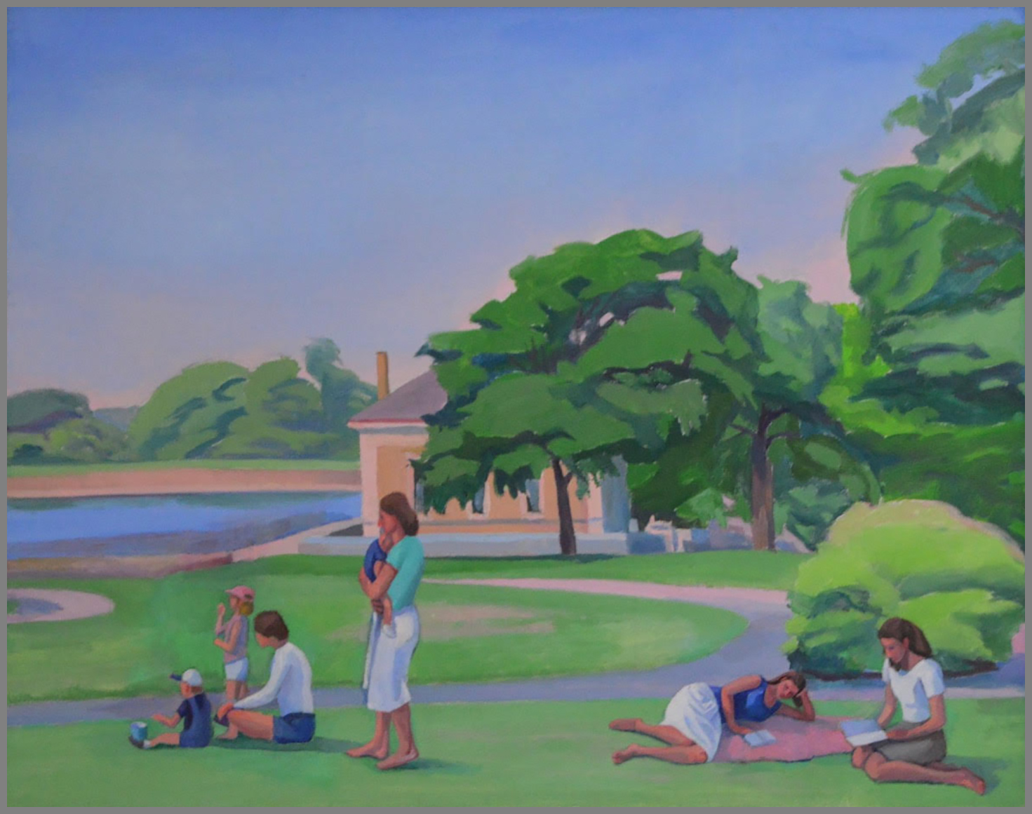  Highland Reservoir with Family Group, oil/canvas, 22 x 28 inches 