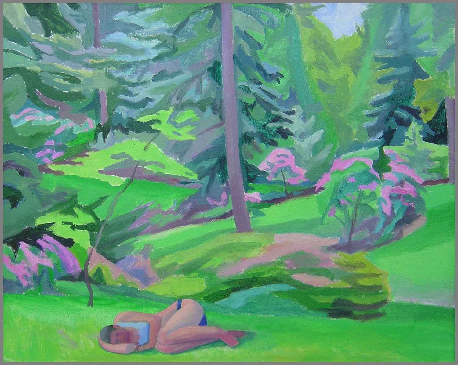  Dreaming Figure in Highland Park, oil/canvas, 16 x 20 inches 