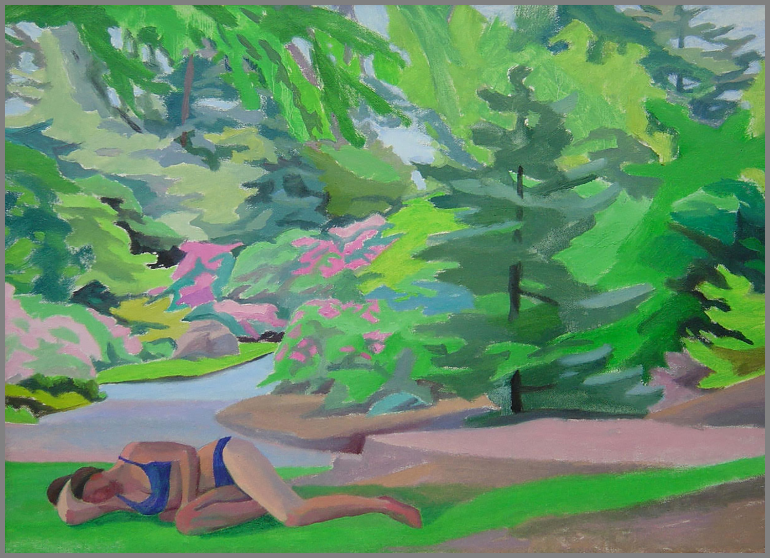  Extended Bather in Highland Park, oil/canvas, 16 x 22 inches 