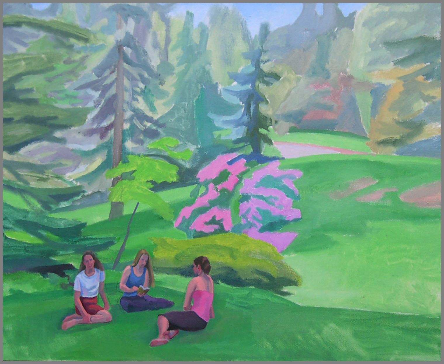  Readers North of Pineum Drive, oil/canvas, 16 x 20 inches 
