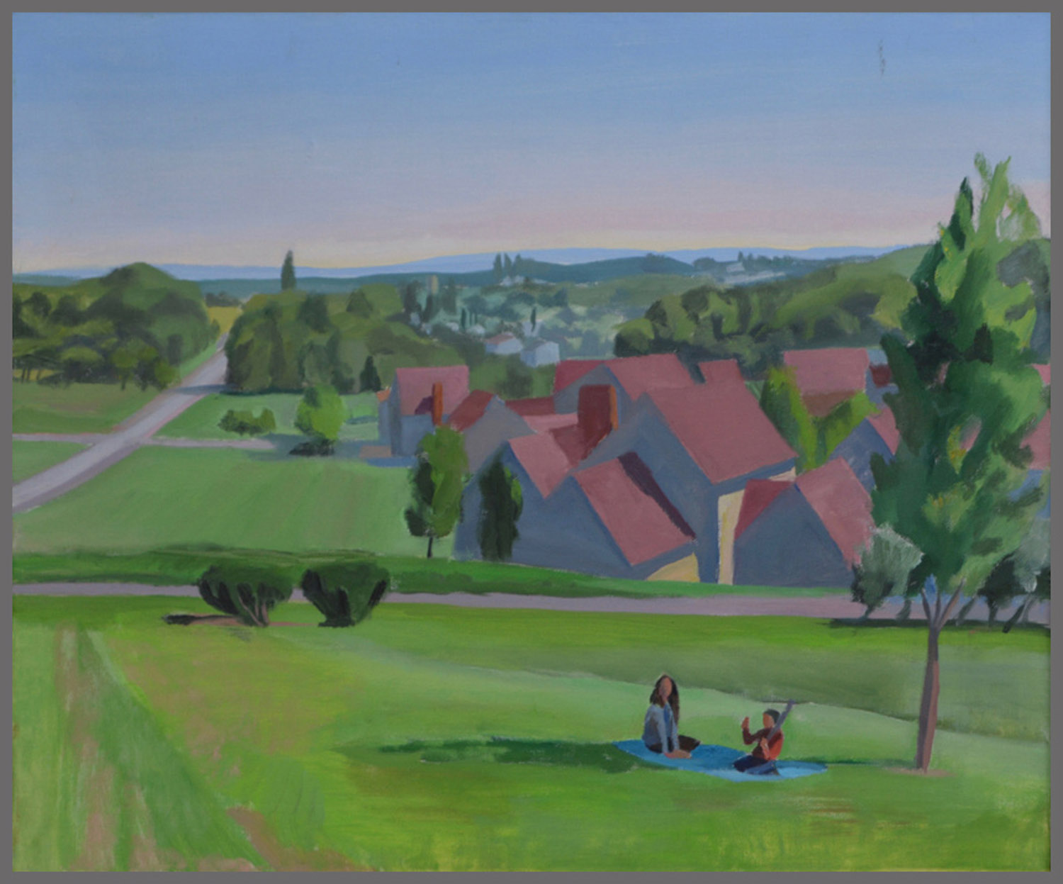  Suburban Landscape with Children, oil/canvas, 20 x 24 inches 