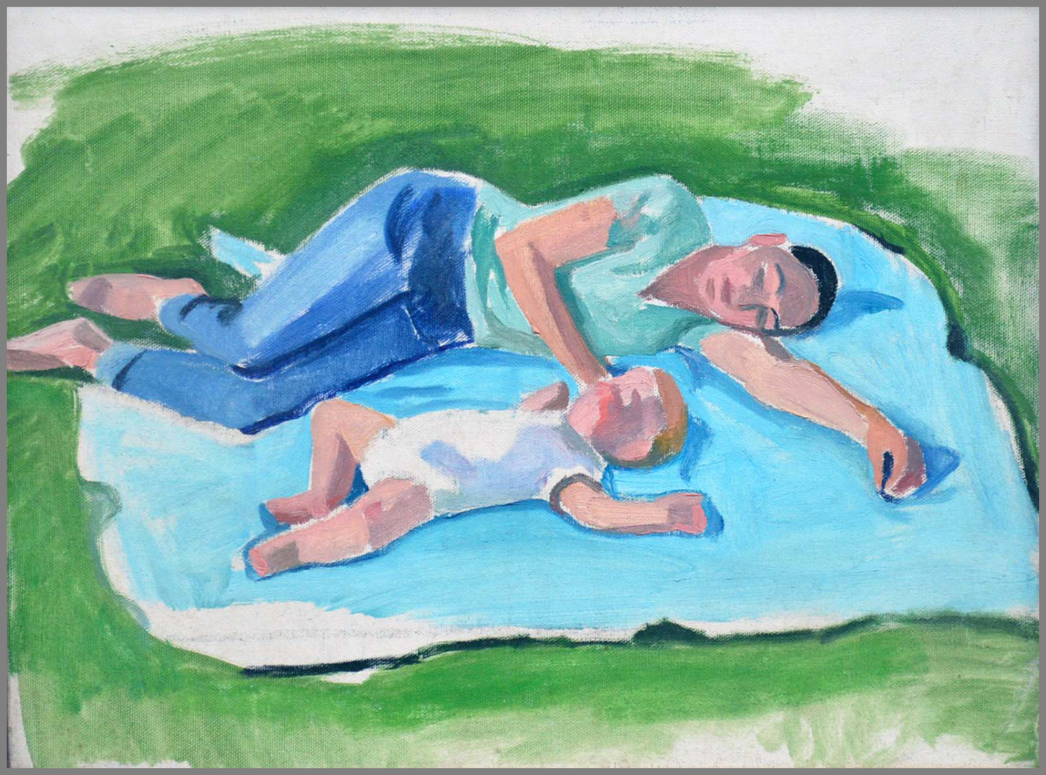  Charlotte and Clara Sleeping, oil/canvas, 12 x 16 inches 