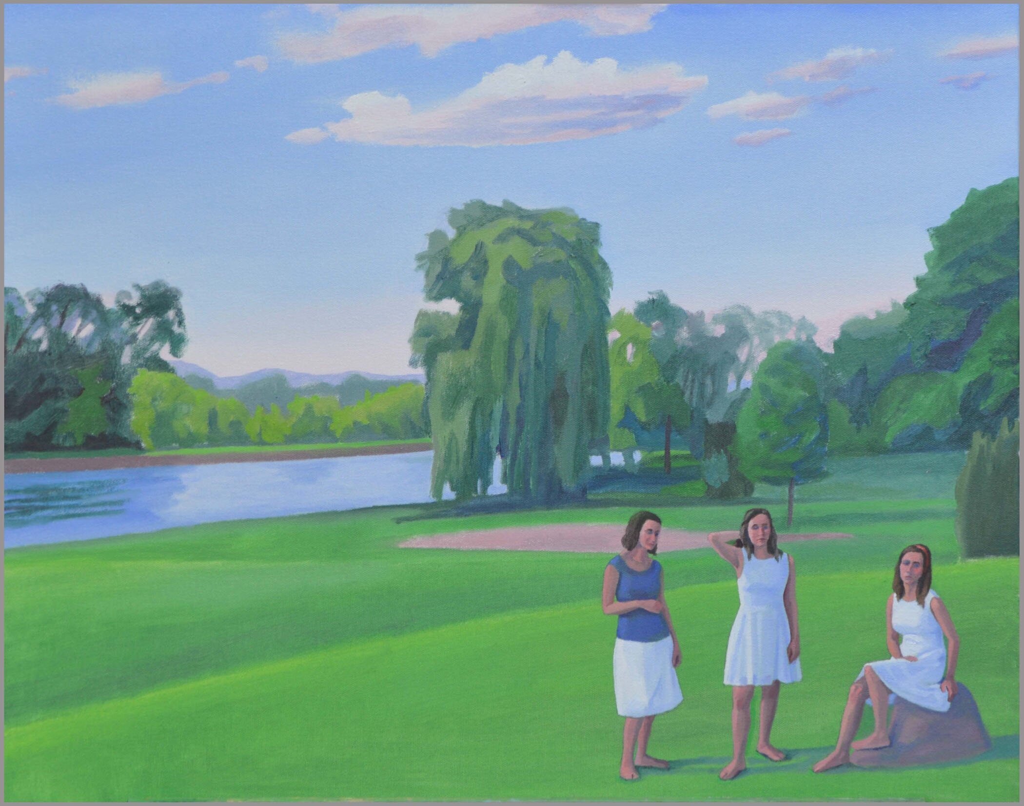 Three Graces by the Erie Canal 2, oil/canvas, 20 x 24 inches