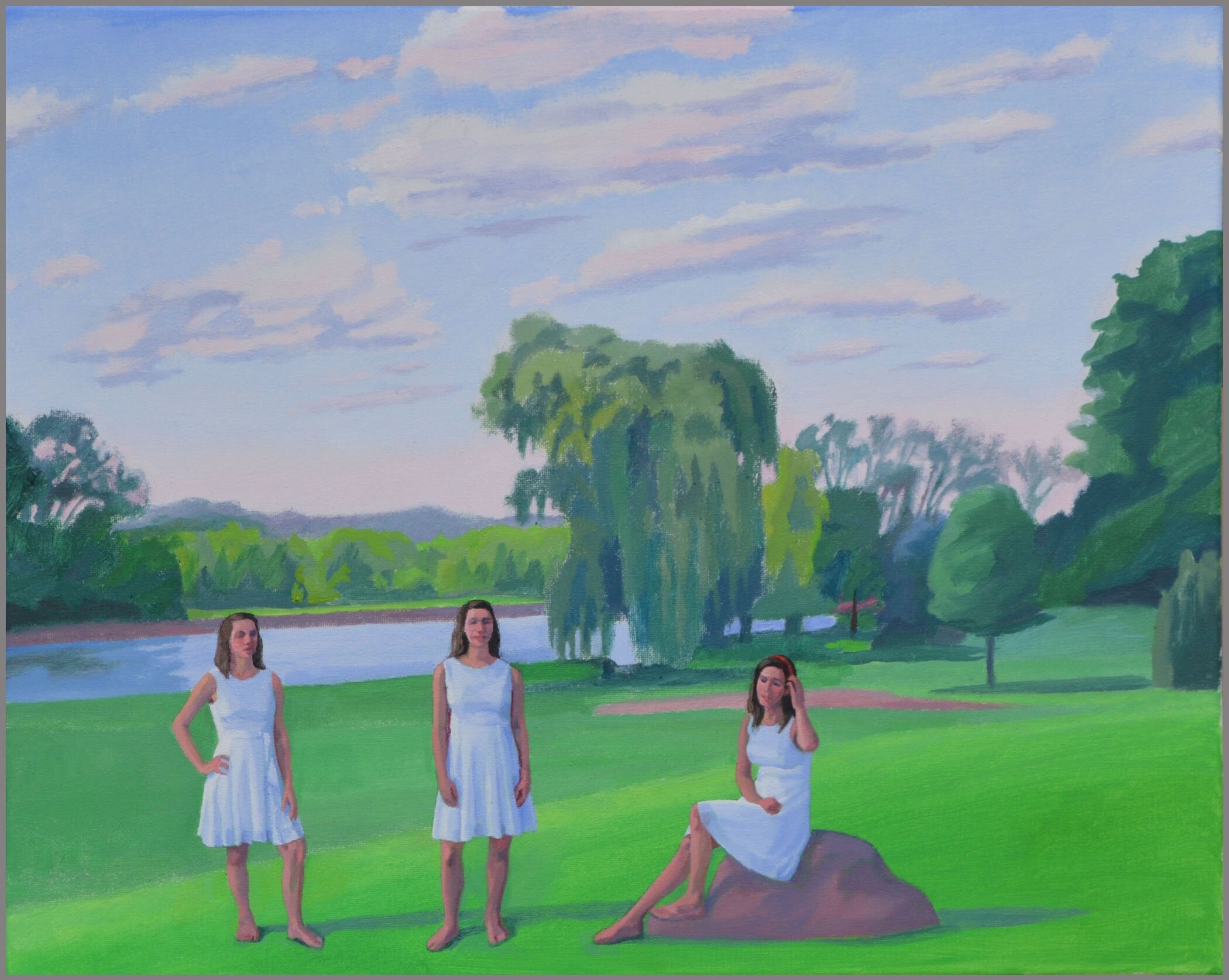 Three Graces by the Erie Canal 1, oil/canvas, 16 x 20 inches
