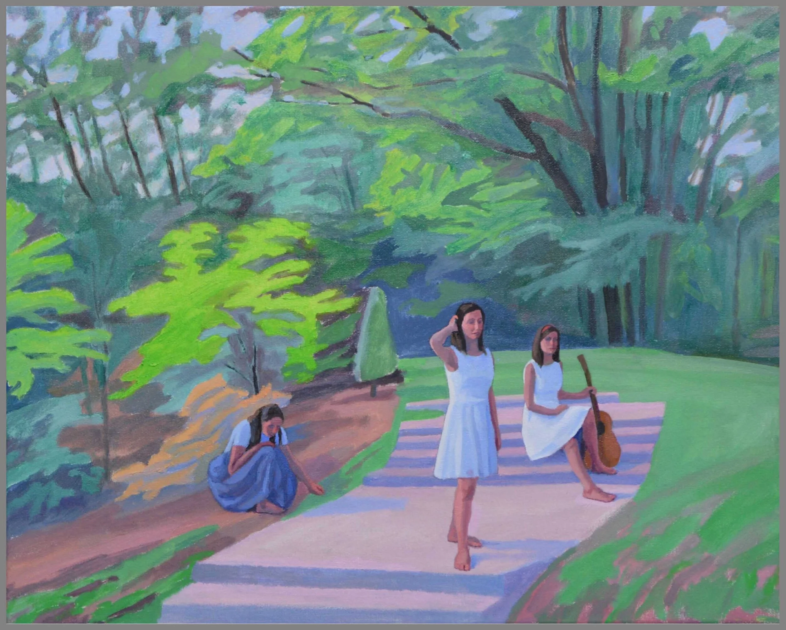 Three Graces in Highland Park, oil/canvas, 16 x 20 inches