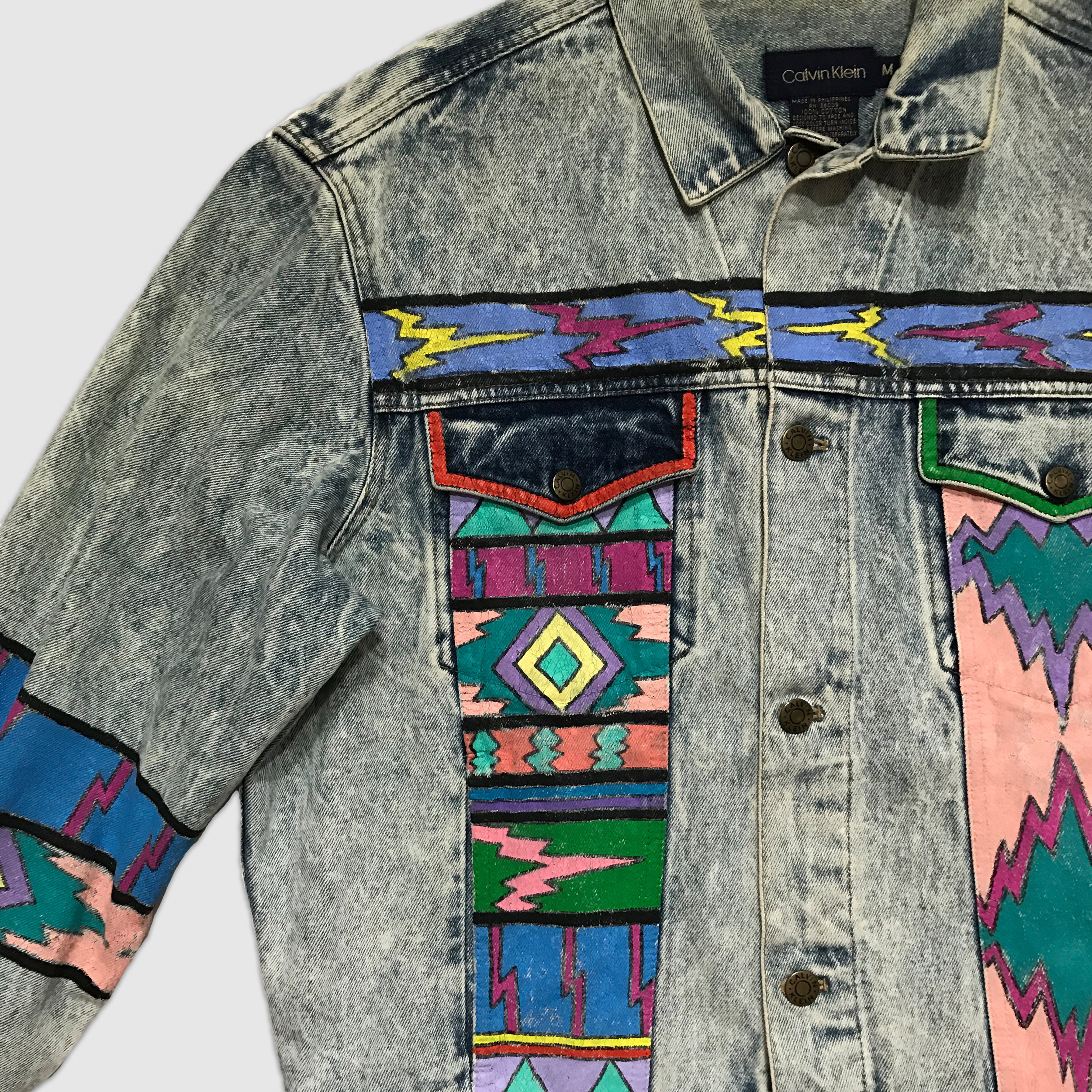 calvin klein painted denim jacket