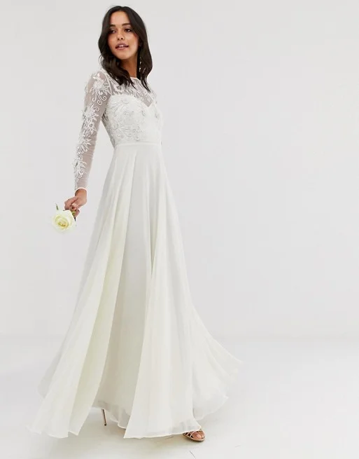 asos edition embroidered bodice wedding maxi dress