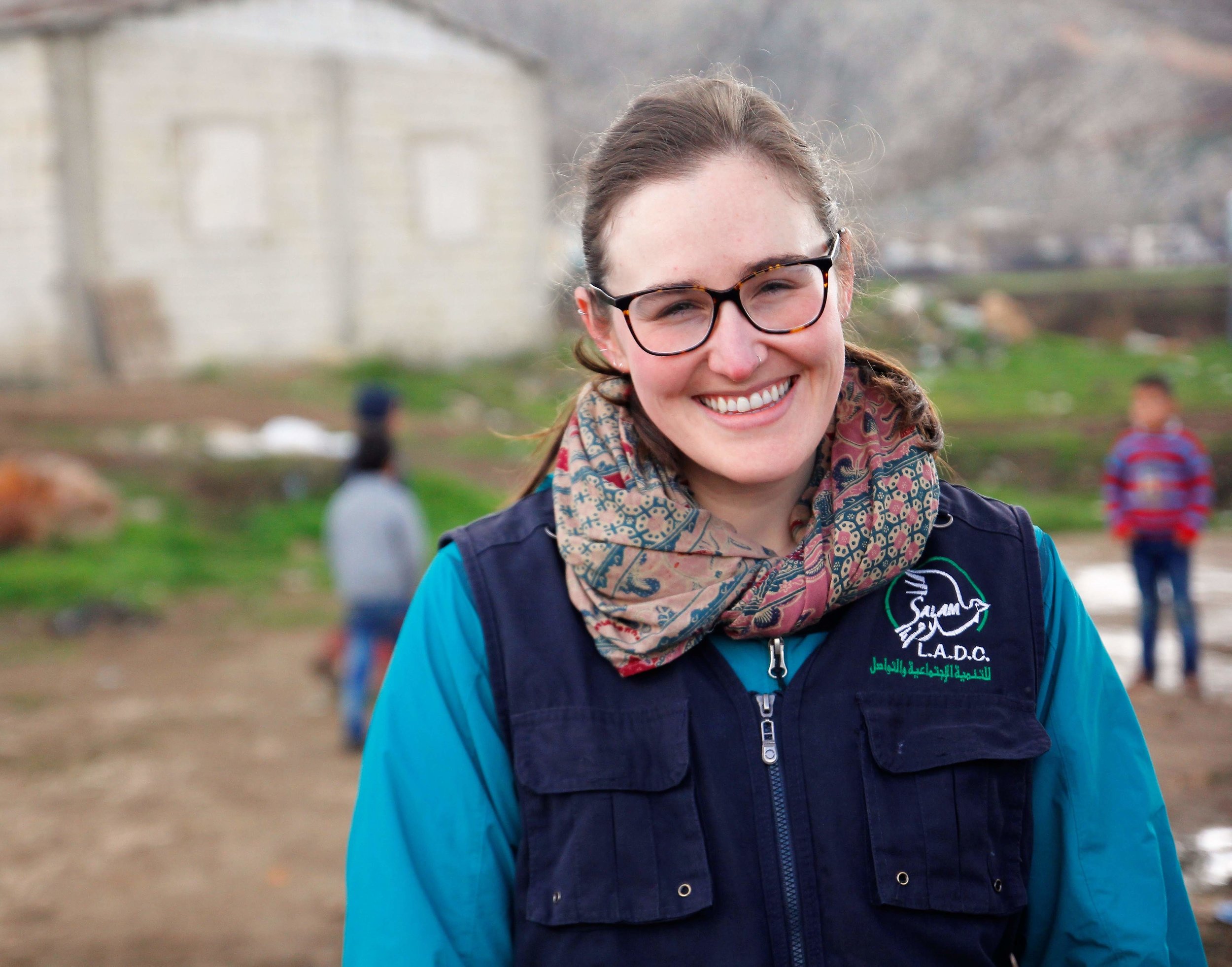 Lee at the settlement in Lebanon