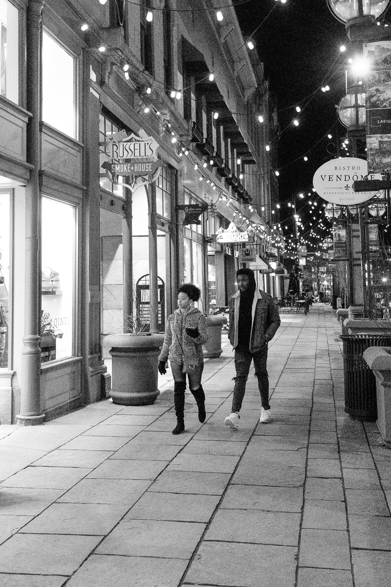 Walking past the smells of Russell’s Smokehouse in Larimer Square