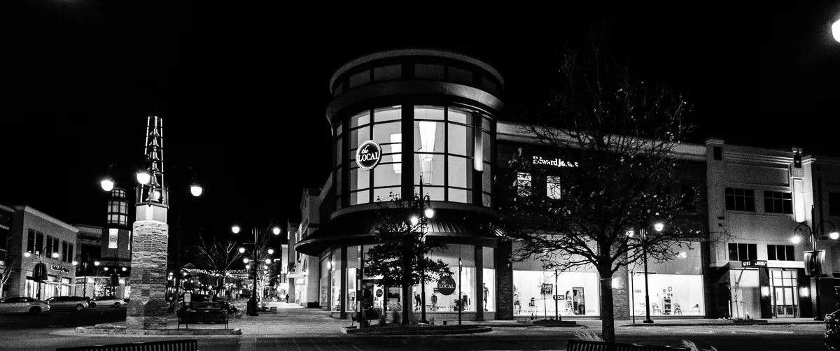 Day 39 - 365 Day B&W Photo Challenge - Cinematic view of Southlands Mall - Fuji XT-2, XF14mm f/2.8, Acros R Film Simulation