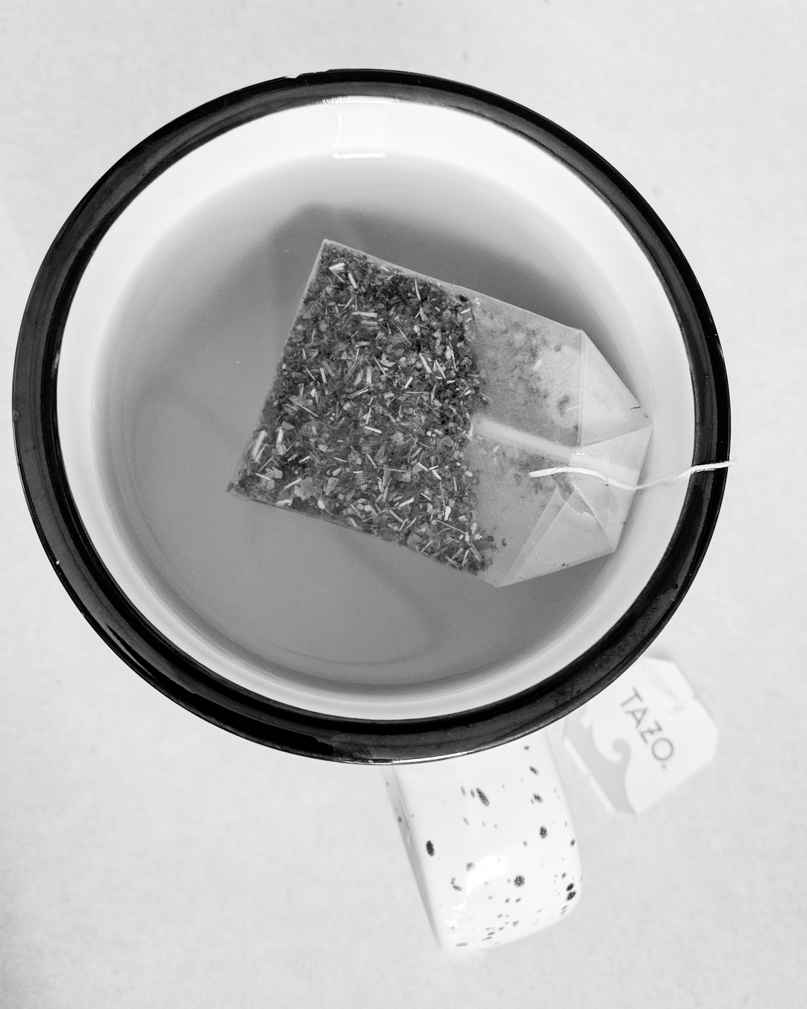 Day 59 - 365 Day B&W Photo Challenge - Soothing cup of Tazo Zen in the afternoon resets my mind and body - Google Pixel 3, Lightroom Mobile Adjustments