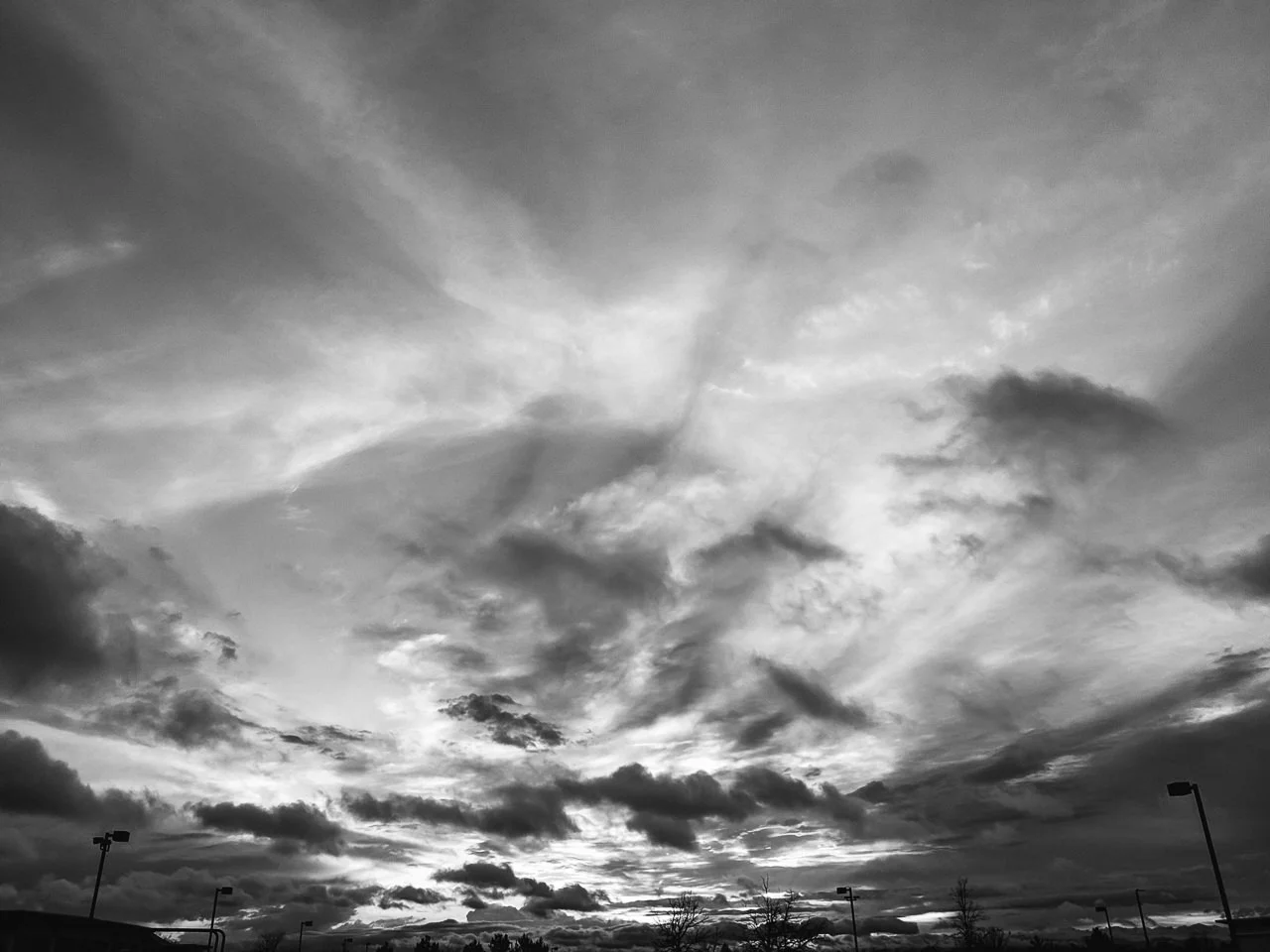 Day 118- 365 Day B&W Photo Challenge - Dramatic Spring Sunset in Denver - Google Pixel 3, VSCO Kodak Tri-X 400 Film Simulation