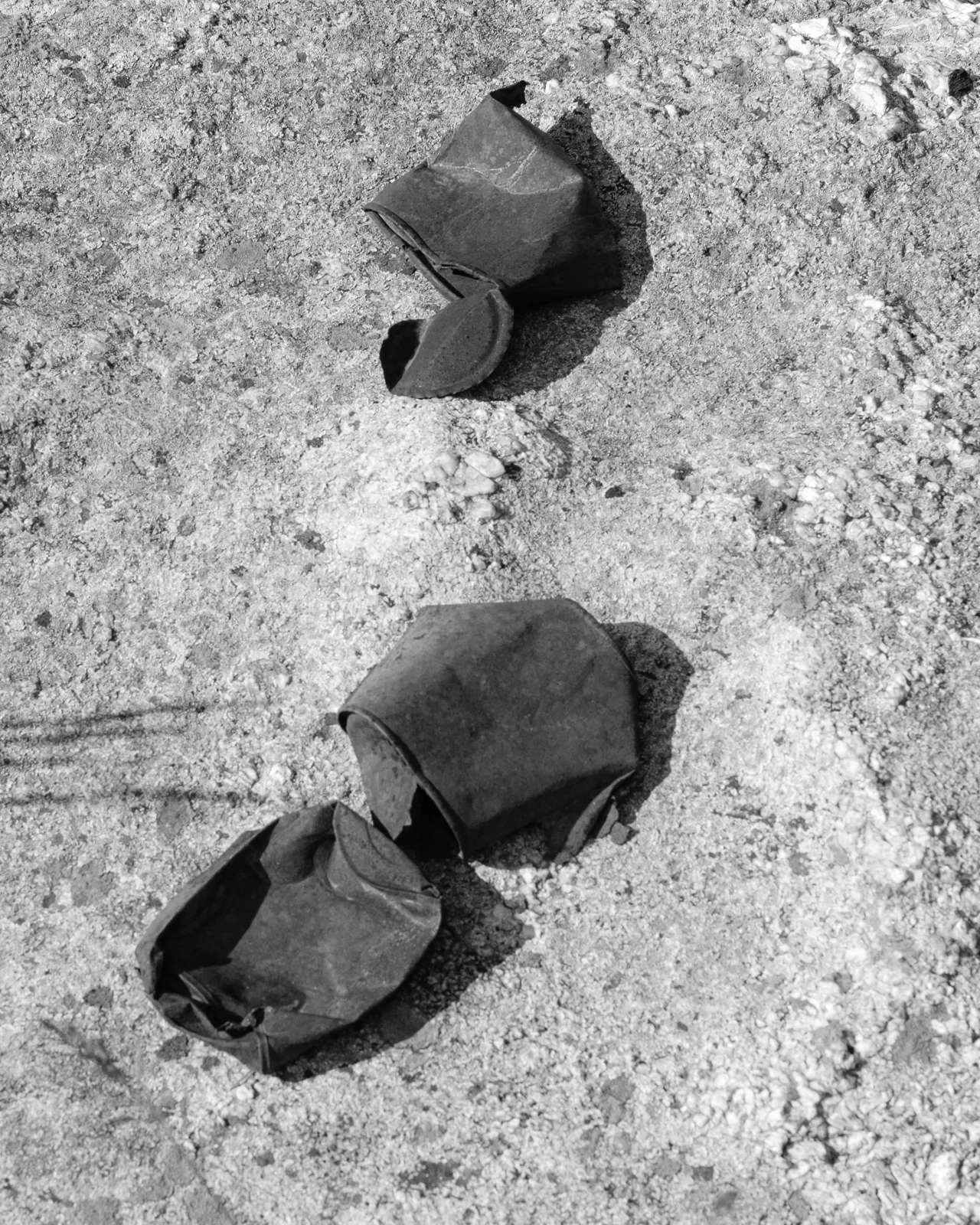 Day 171 - 365 Day B&W Photo Challenge - Tin Cans burnt by the Hayman Forest Fires- Fujifilm X-T3, Acros R Film Simulation