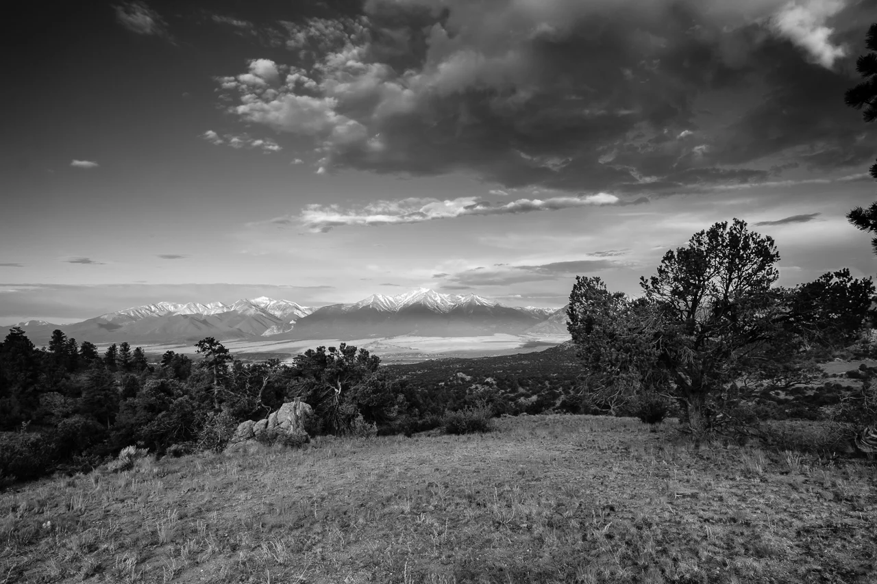 Day 182 - 365 Day B&W Photo Challenge - Morning Sunrise over the Collegiate Peaks. - Fujifilm X-T3, XF 14mm f/2.8, Acros R Film Simulation