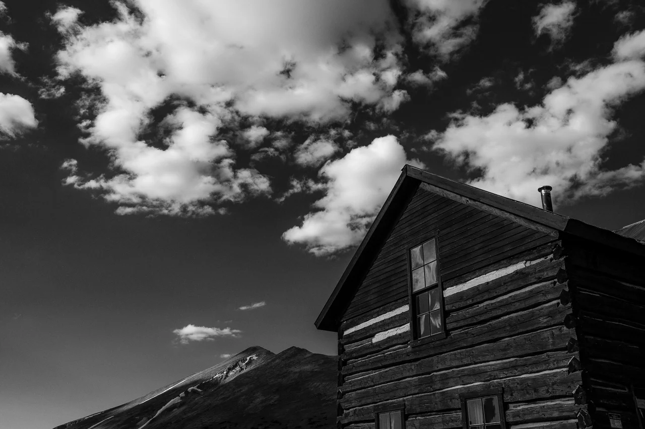 Day 232 - 365 Day B&W Photo Challenge - Views of Bald Mountain from the historical cabins at Boreas Pass. - Fuji X-T3, XF 23mm f/2, Acros R Film Simulation