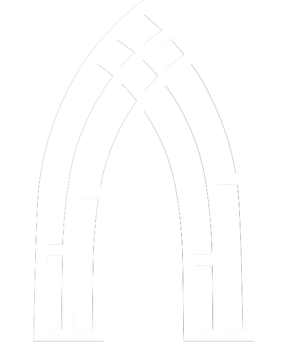 Outline of a Gothic-style church window with pointed arch and decorative tracery.
