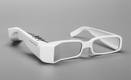 This image shows wireless nano retina eyeglasses. Image Source: http://www.nano-retina.com/technology/#thewireless