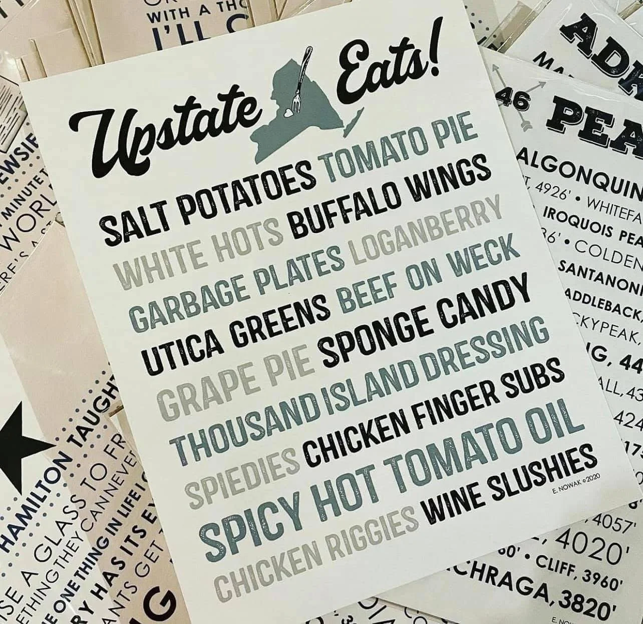 Upstate Eats prints, tea towels and aprons by @illustratorerin