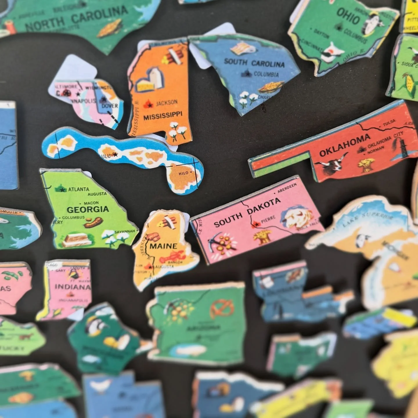 Vintage Map 🗺️ puzzle 🧩 piece 🧲 magnets 
By @magpiesusan