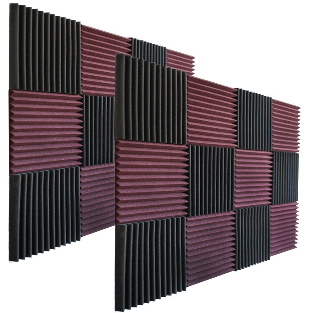 New Level 6 Pack Burgundy/Charcoal Acoustic Panels Studio Foam Egg Crate 2 X 12 X 12 