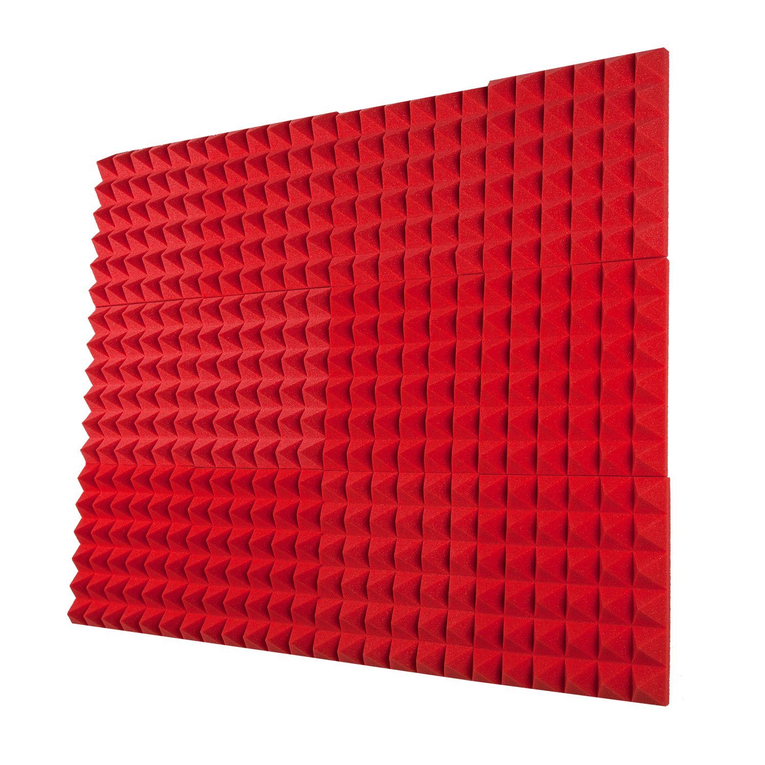 Luc 12pcs Acoustic Foam Panels Black/Red Pyramid Sound Absorbing Treatment Panels Noise Cancelling Mat 30x30x2.5 cm for KTV Studios Offices Home