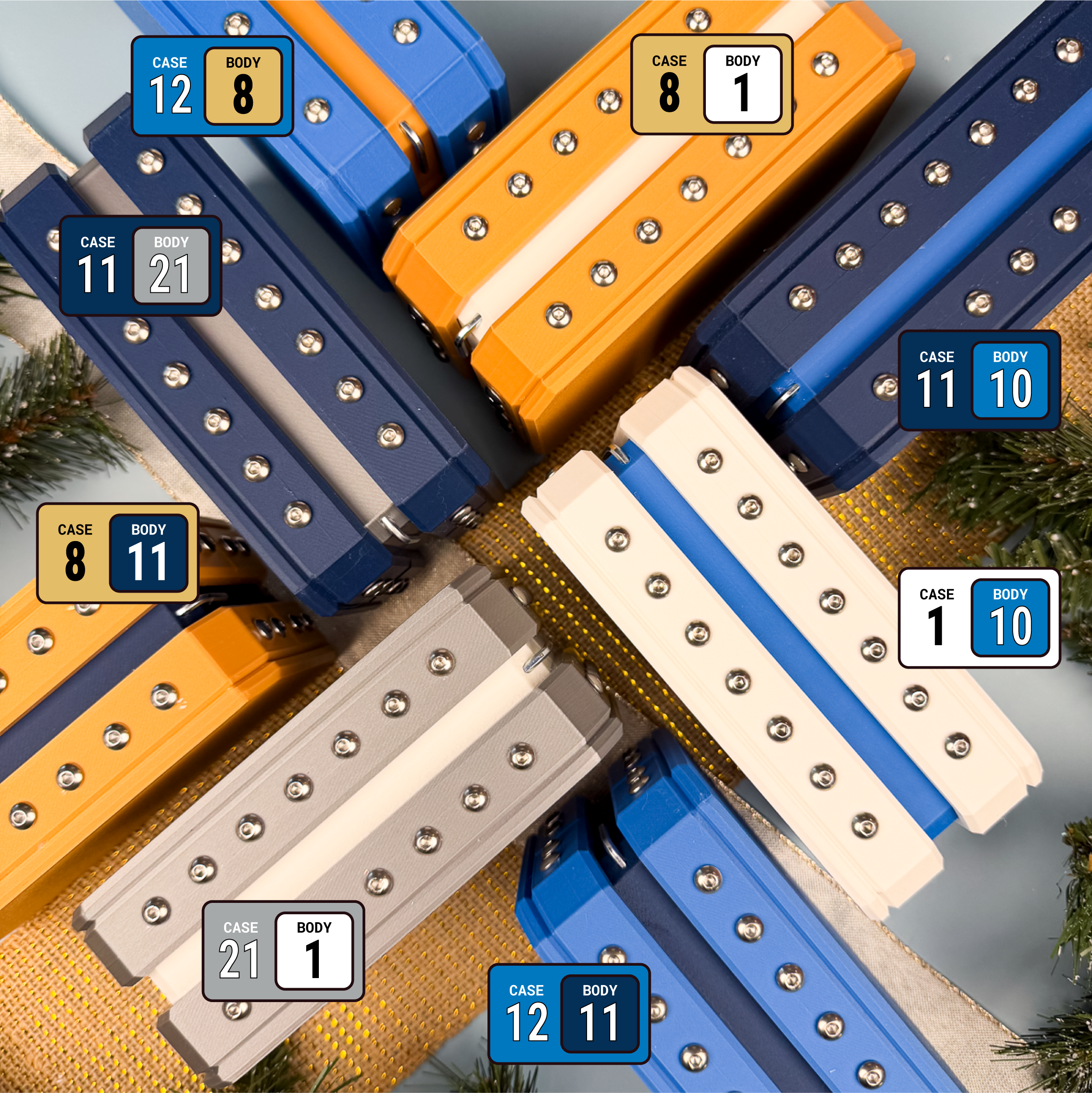 Luxury Annoying Gift Boxes in blue, gold, and silver, each with 44 screws and glitter surprise. Reusable prank box for gift cards or cash, perfect holiday gag gift for Christmas.