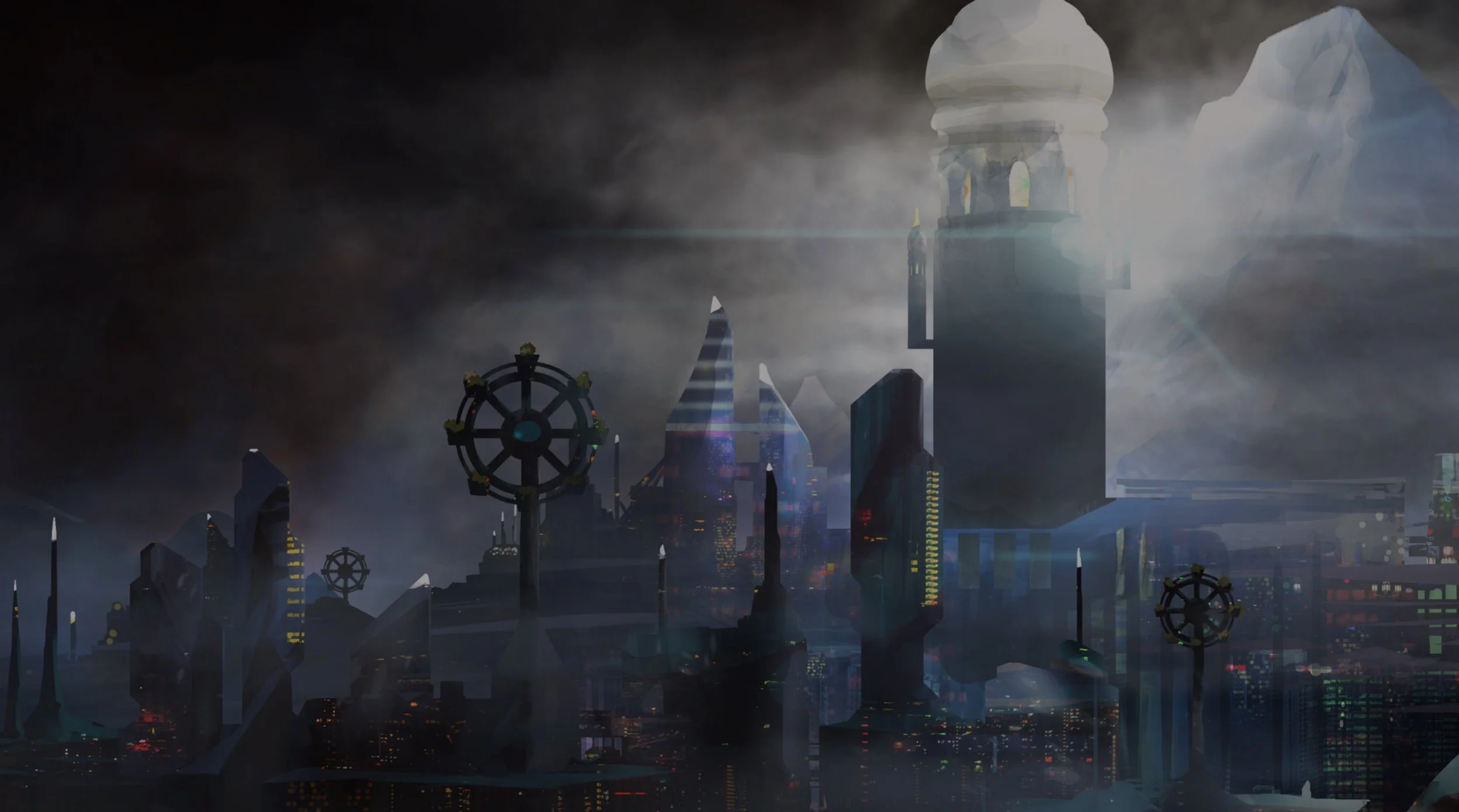 The city of Xiosphant from The City in the Middle of the Night , by Charlie Jane Anders. Illustration by Valentina Filic.
