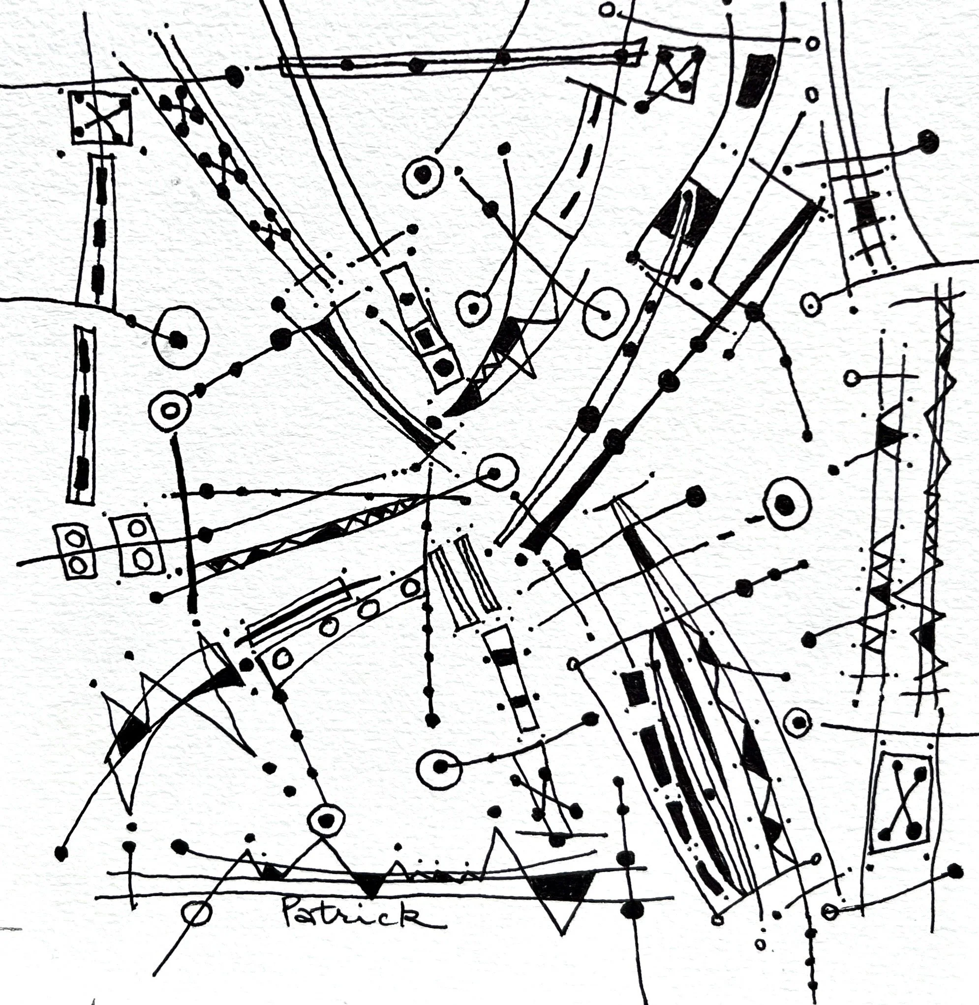 Restrained Frenzy #3 (2025), ink, 5"x5"
