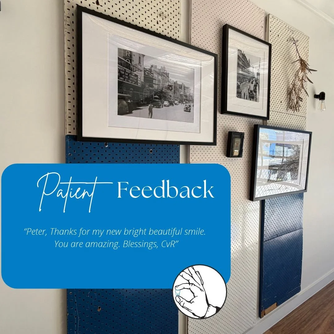 graphic with patient feedback in foreground and interior lab wall in background at Adelaide Laboratories