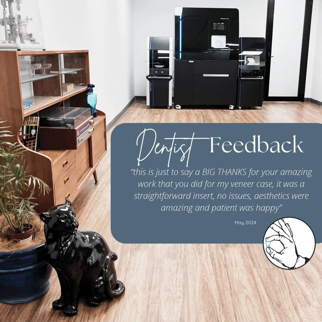Graphic of Dentist feedback with vintage furniture and Amann Girrbach mills in background