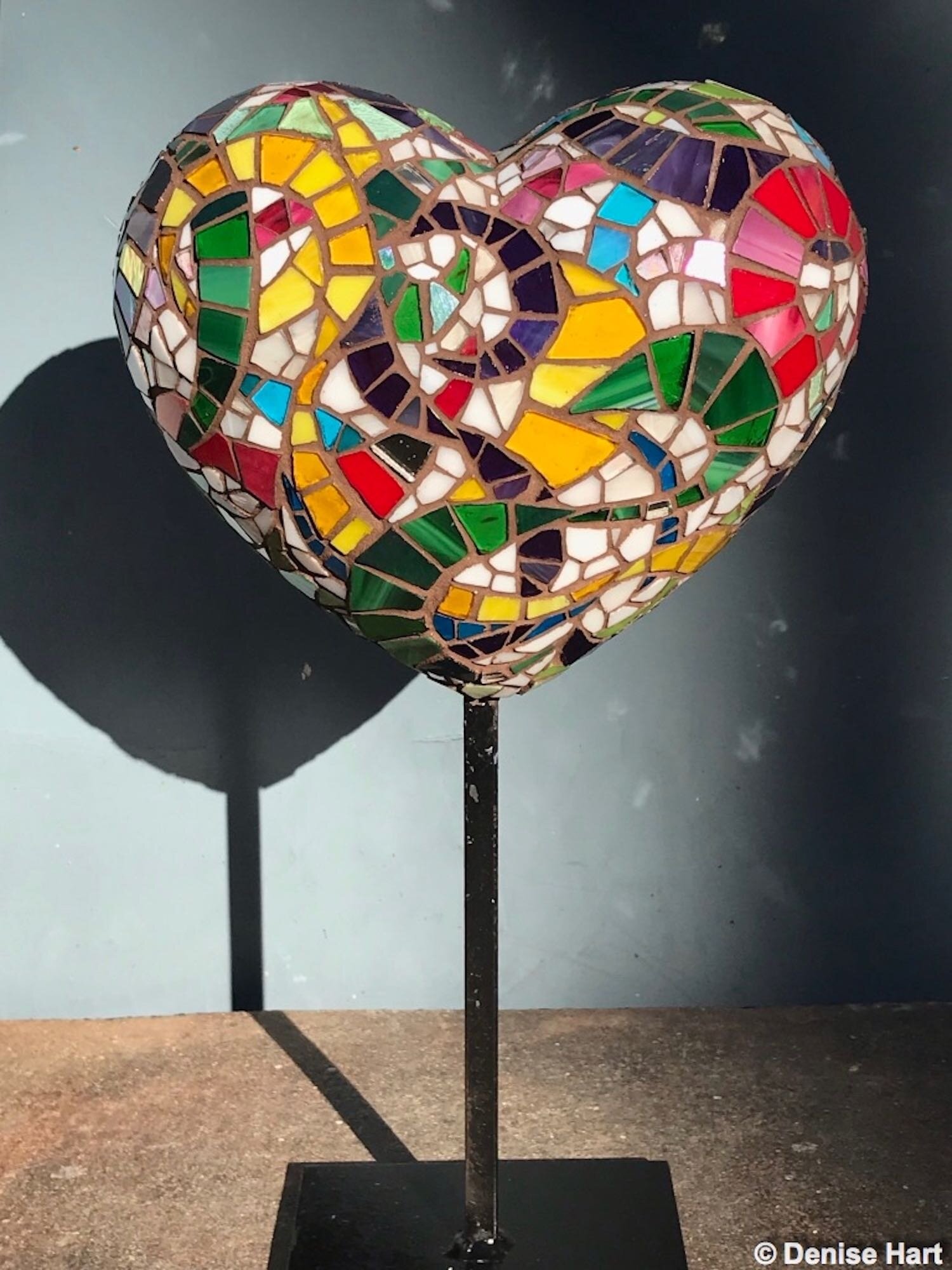 Heart mosaic sculpture (back), glass