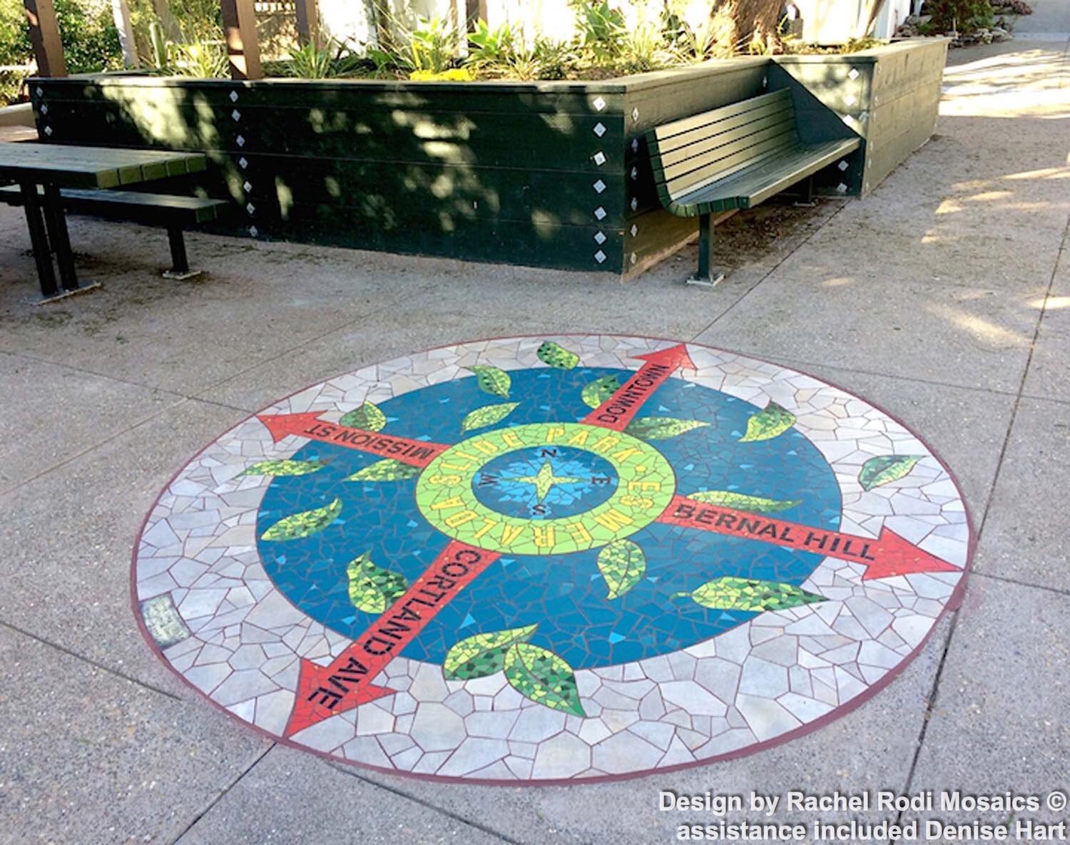 Esmeralda Slide Park wayfinding sidewalk mosaic inset, tile
