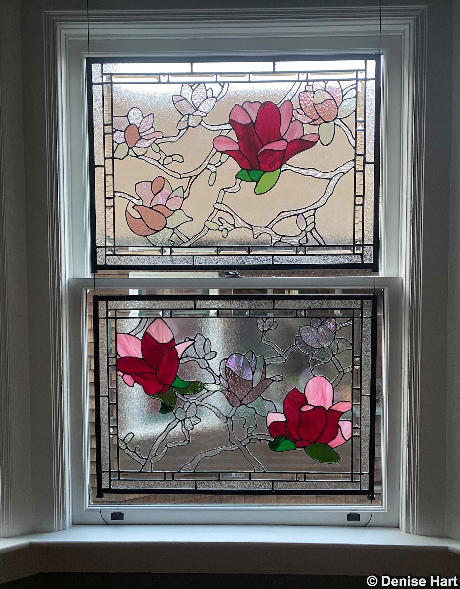 Tulip magnolia-themed stained glass windows