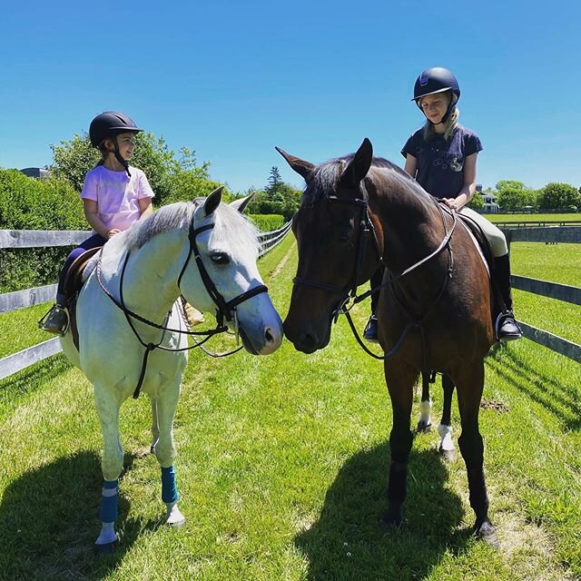 Siena and Tuesday our on a walk after their lesson. #barnkids #friends #barnfriends #horses #hamptons #spring