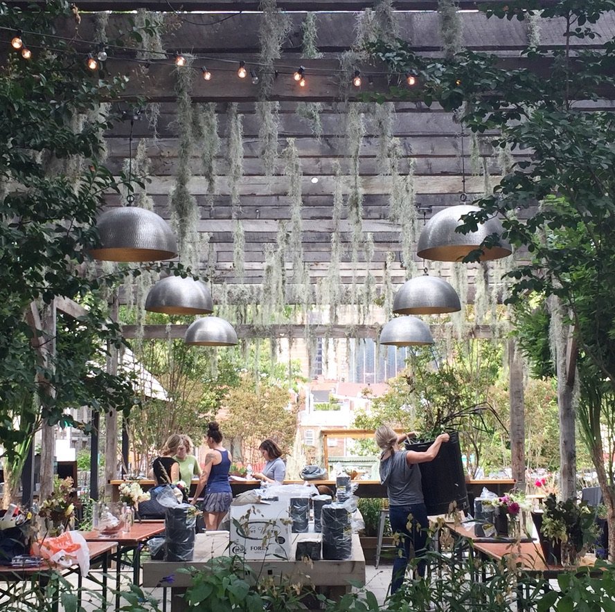 Spanish Moss and greenery for garden event