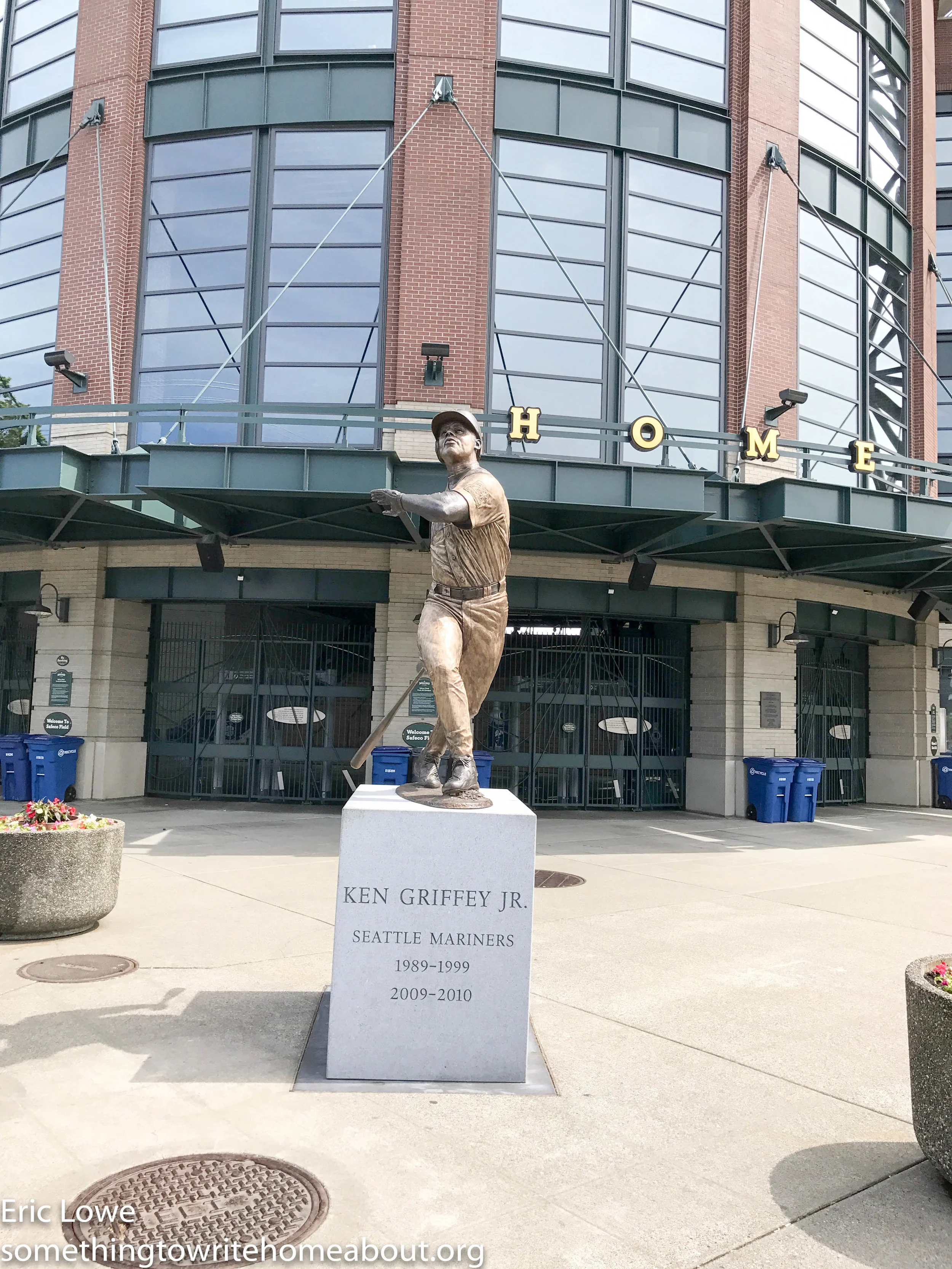 Ken Griffrey Jr Statue at the corner of Dave Niehaus Way and Edgar Martinez Dr