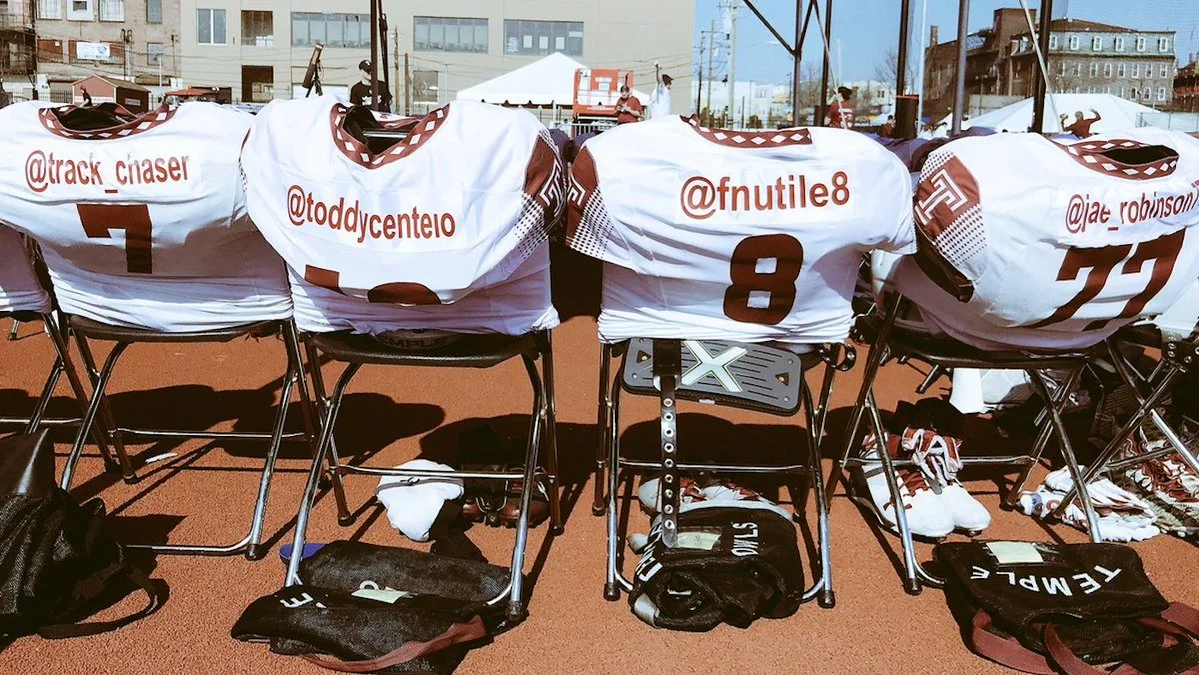 Temple Football Twitter Handles on Jerseys