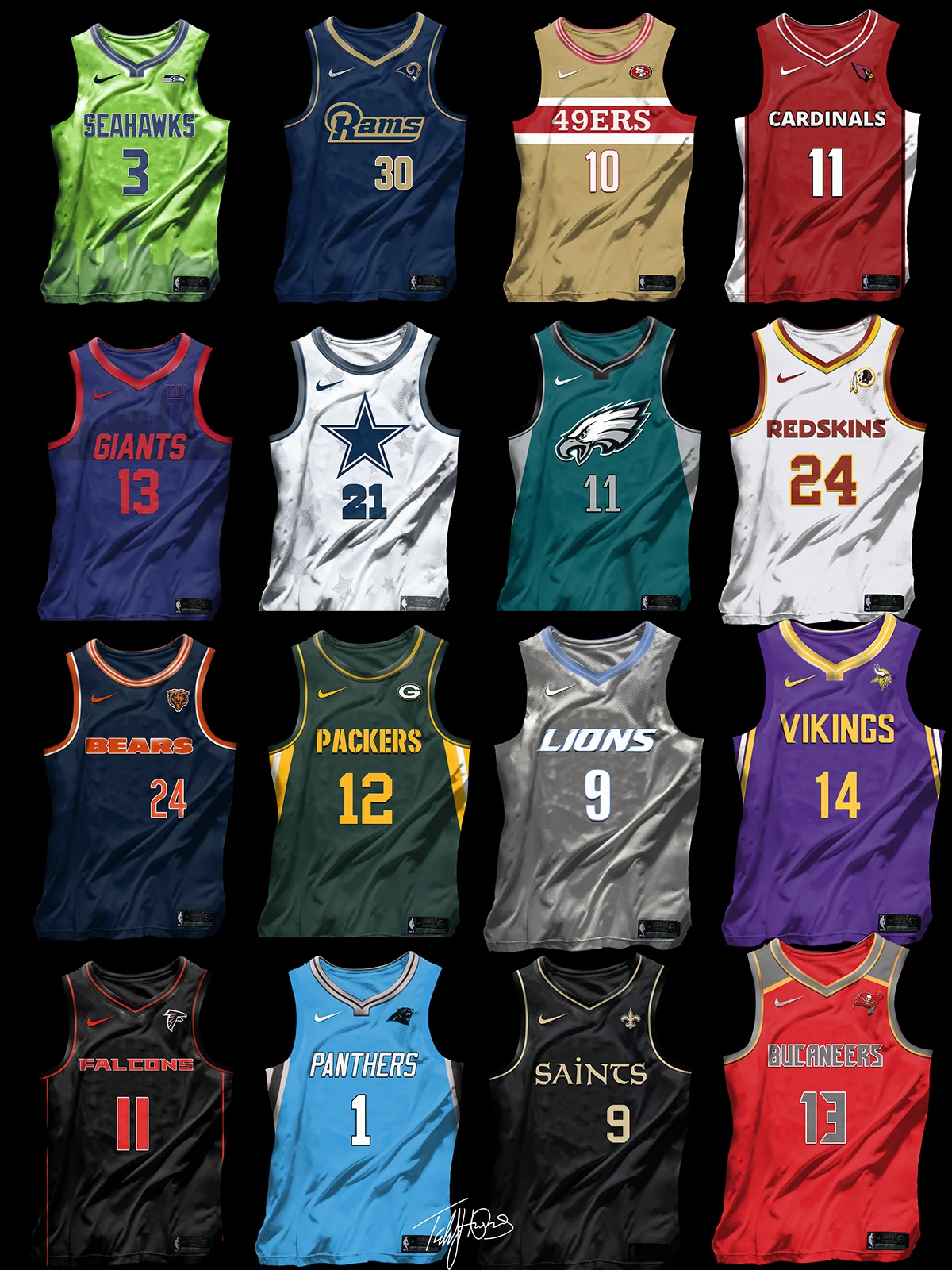 NFL to NBA Jerseys