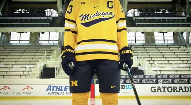 Script Michigan Hockey Maize Sweater 