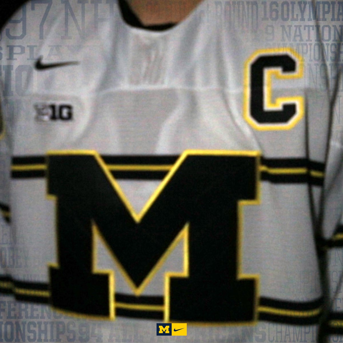 Valiant University of Michigan Hockey Off-White Lace-Up Jersey