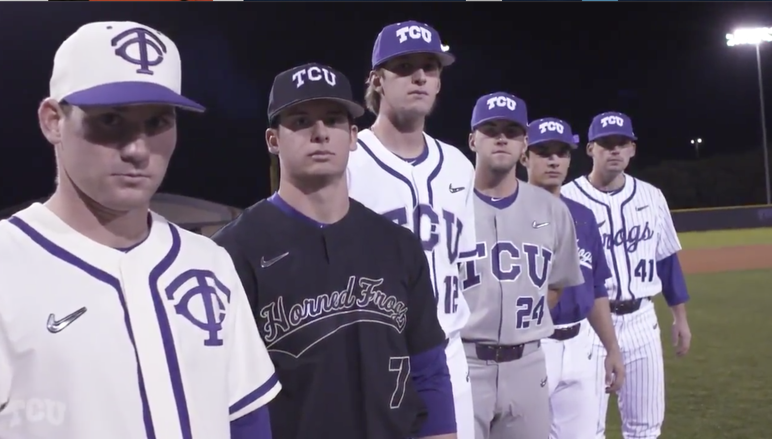 purple college baseball uniforms