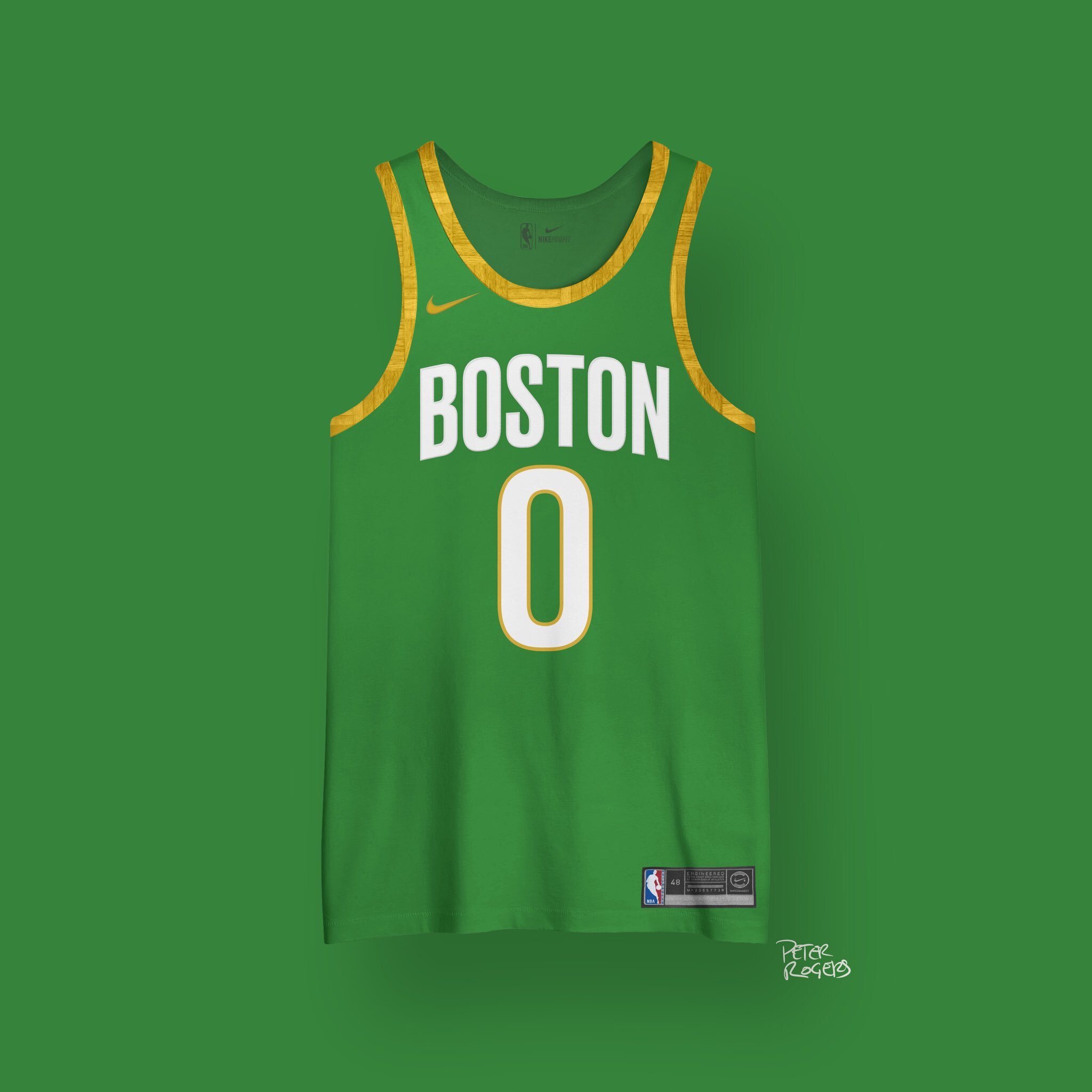 Pete Rogers designs some really great Boston Celtics jersey